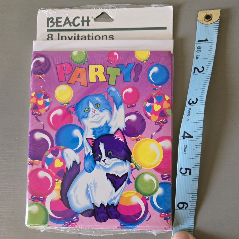 Lisa Frank Cat Party Invitations - Purple and Blue